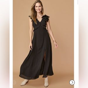 Francesca’s Black Ruffle Maxi Dress